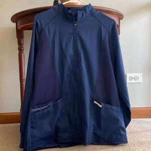 Navy blue Cherokee scrub jacket; Navy Blue; size L